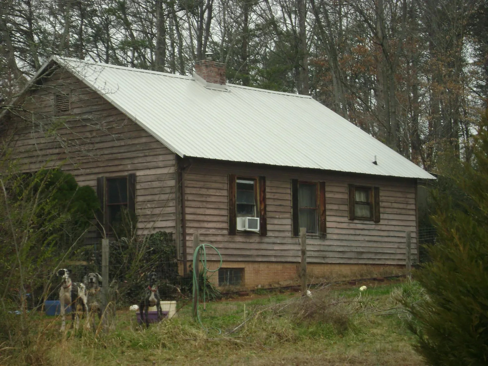 White metal roof on an old wood sided farmhouse, from a Asphalt Shingle Roof Repair job in Bremen